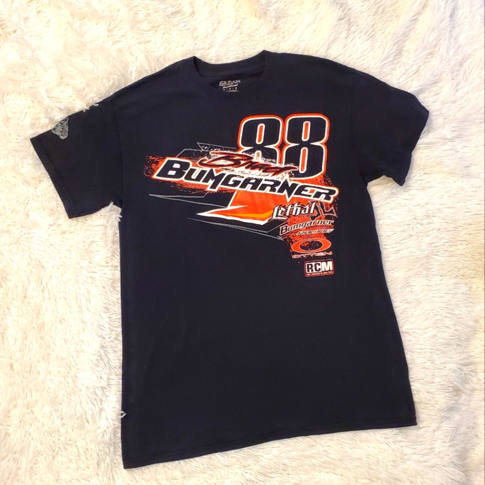 ❤️ Mens Graphic Racing T-Shirt Brad Bumgarner #88 - Black and Orange MEDIUM